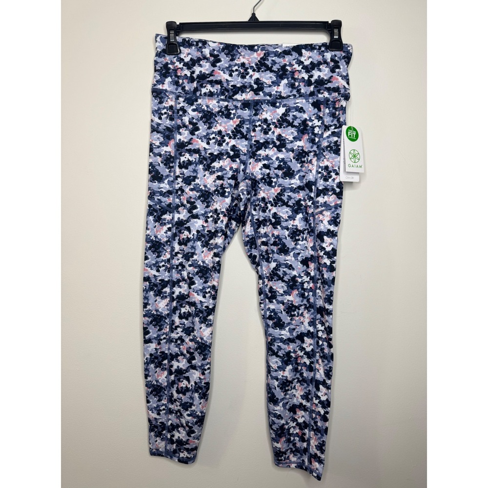 Gaiam Om High Rise Pocket 7/8 Leggings Violet Storm Everly Print